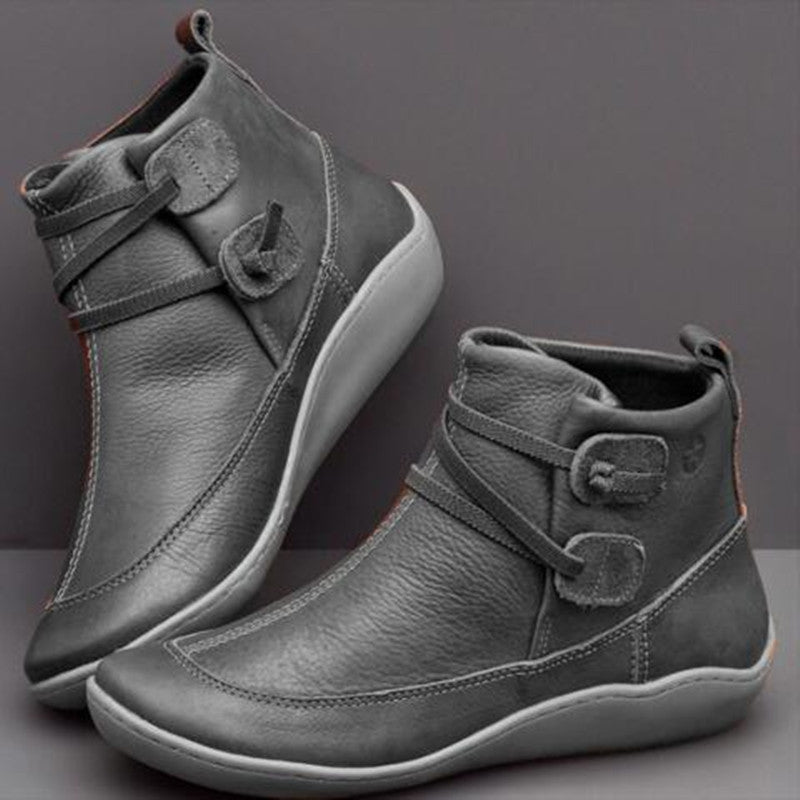 Image of Rosemary | Women's Flat Ankle Boots with Button Detail