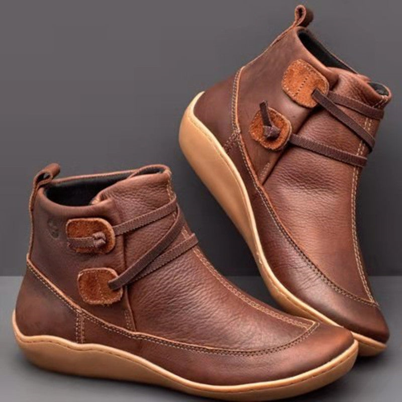 Image of Rosemary | Women's Flat Ankle Boots with Button Detail