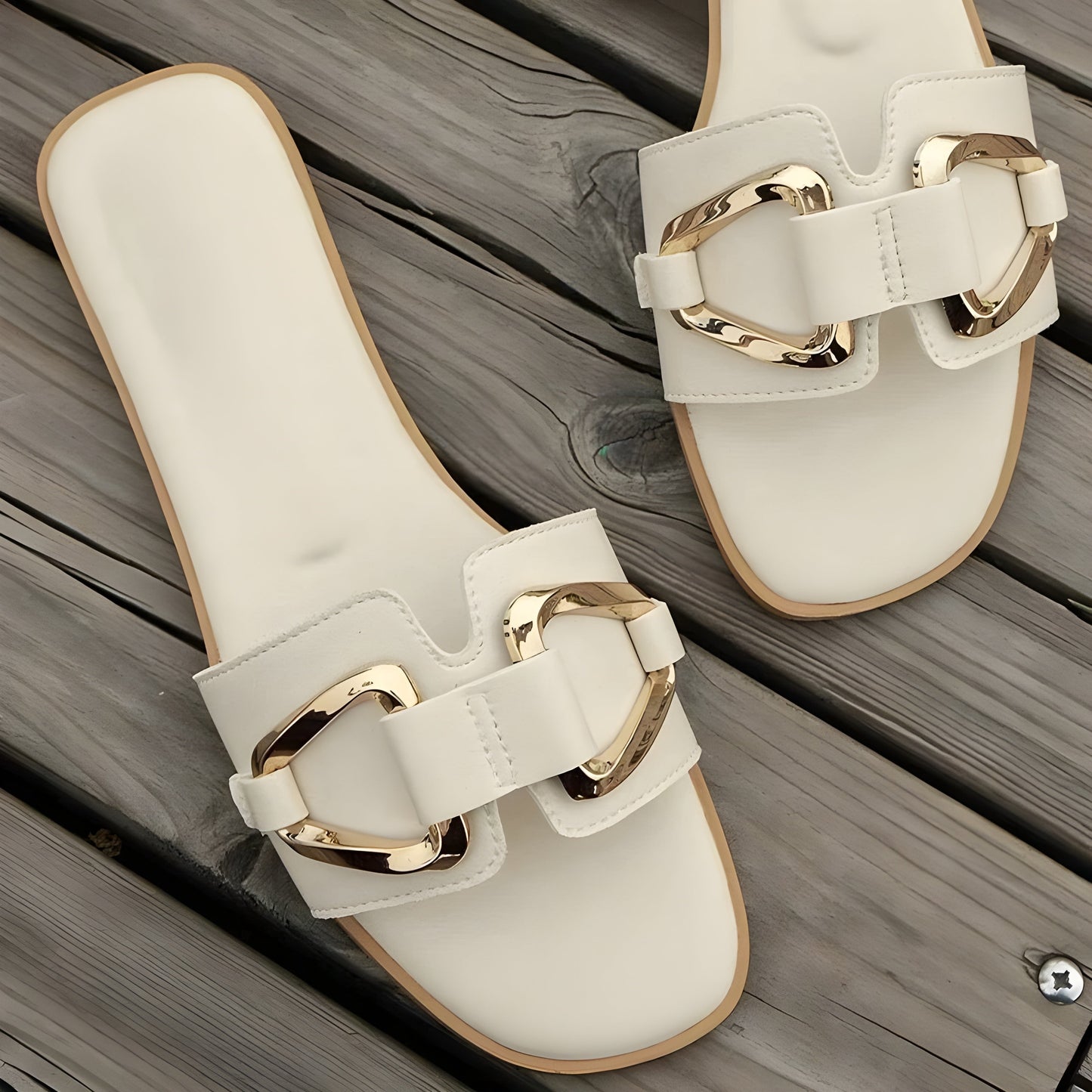 Women's Open Toe Flat Slide Sandals - VibreMode