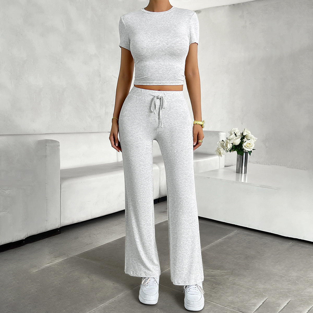 Women's Cropped Two Piece Outfit Set