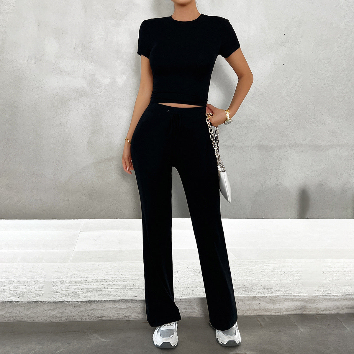 Women's Cropped Two Piece Outfit Set