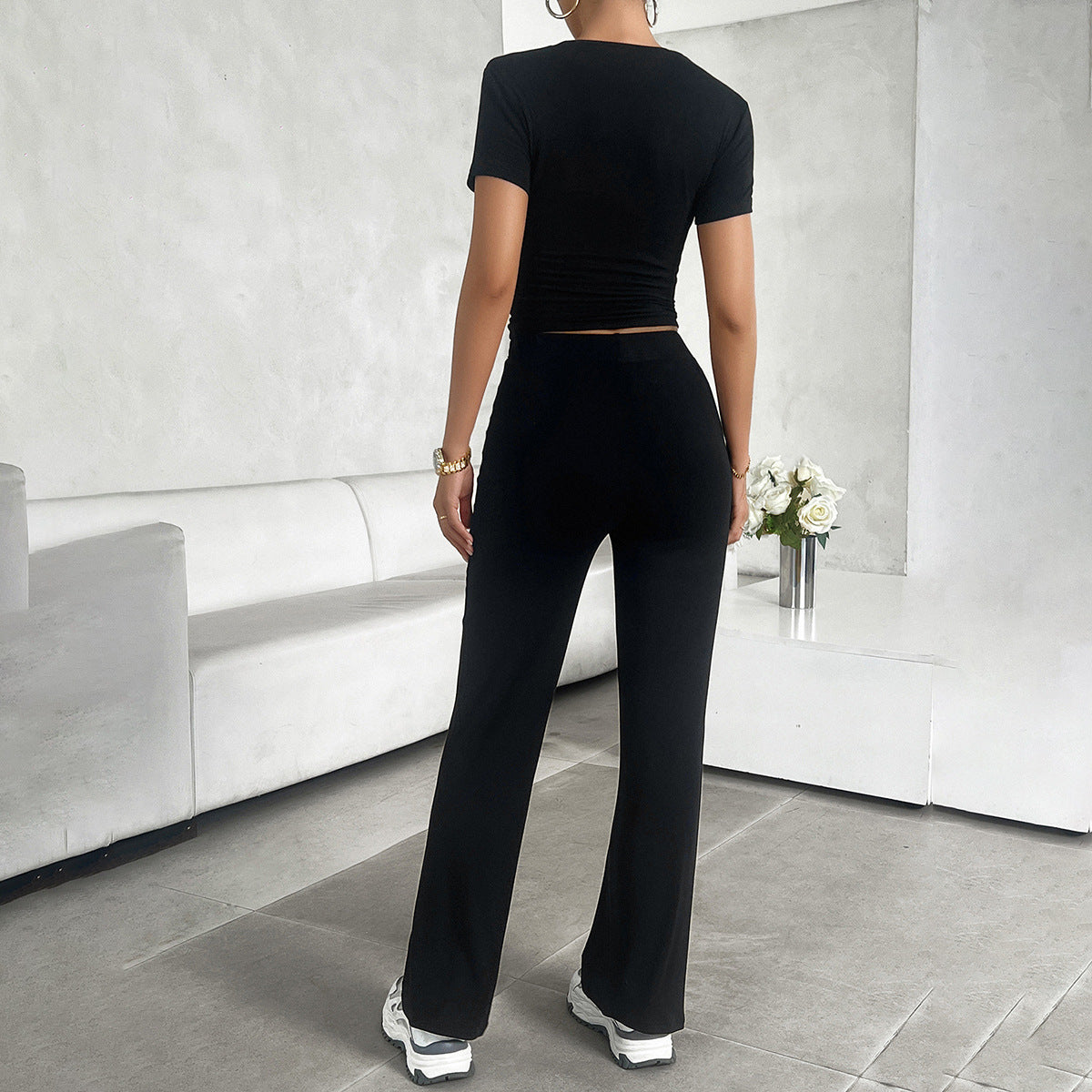 Women's Cropped Two Piece Outfit Set