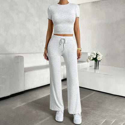 Women's Cropped Two Piece Outfit Set - VibreMode