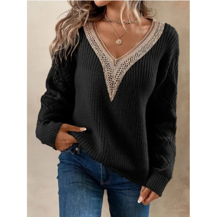 Image of Roxanne | Women's V-Neck Knit Sweater