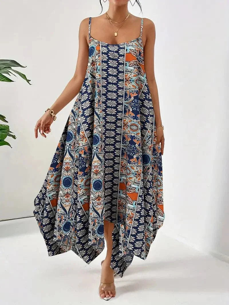 Women's Sleeveless Print Midi Dress - VibreMode