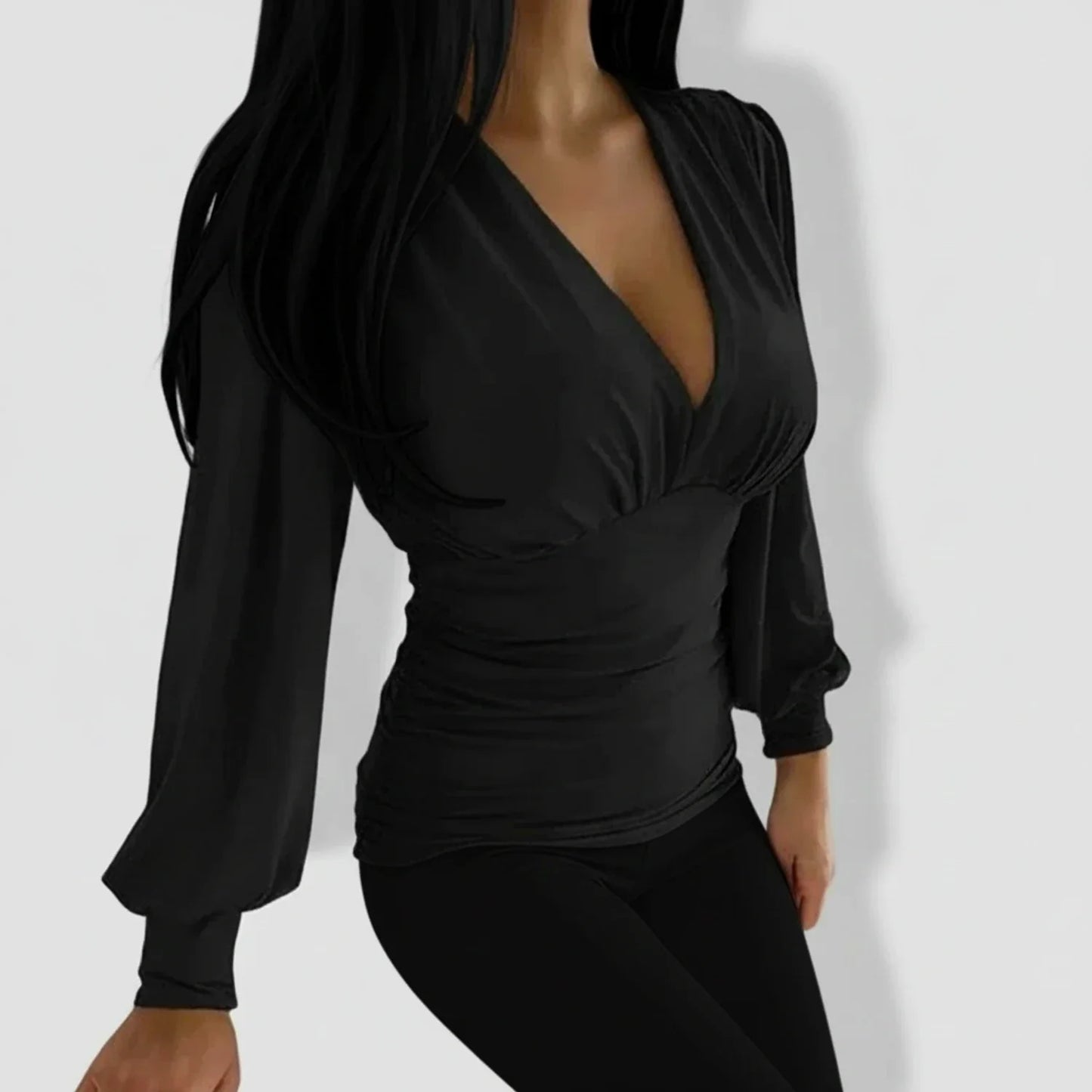 Women's Ruched Long Sleeve Blouse