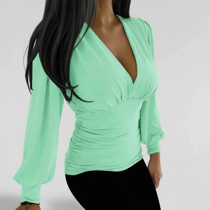 Women's Ruched Long Sleeve Blouse