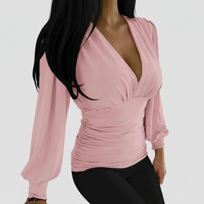 Women's Ruched Long Sleeve Blouse