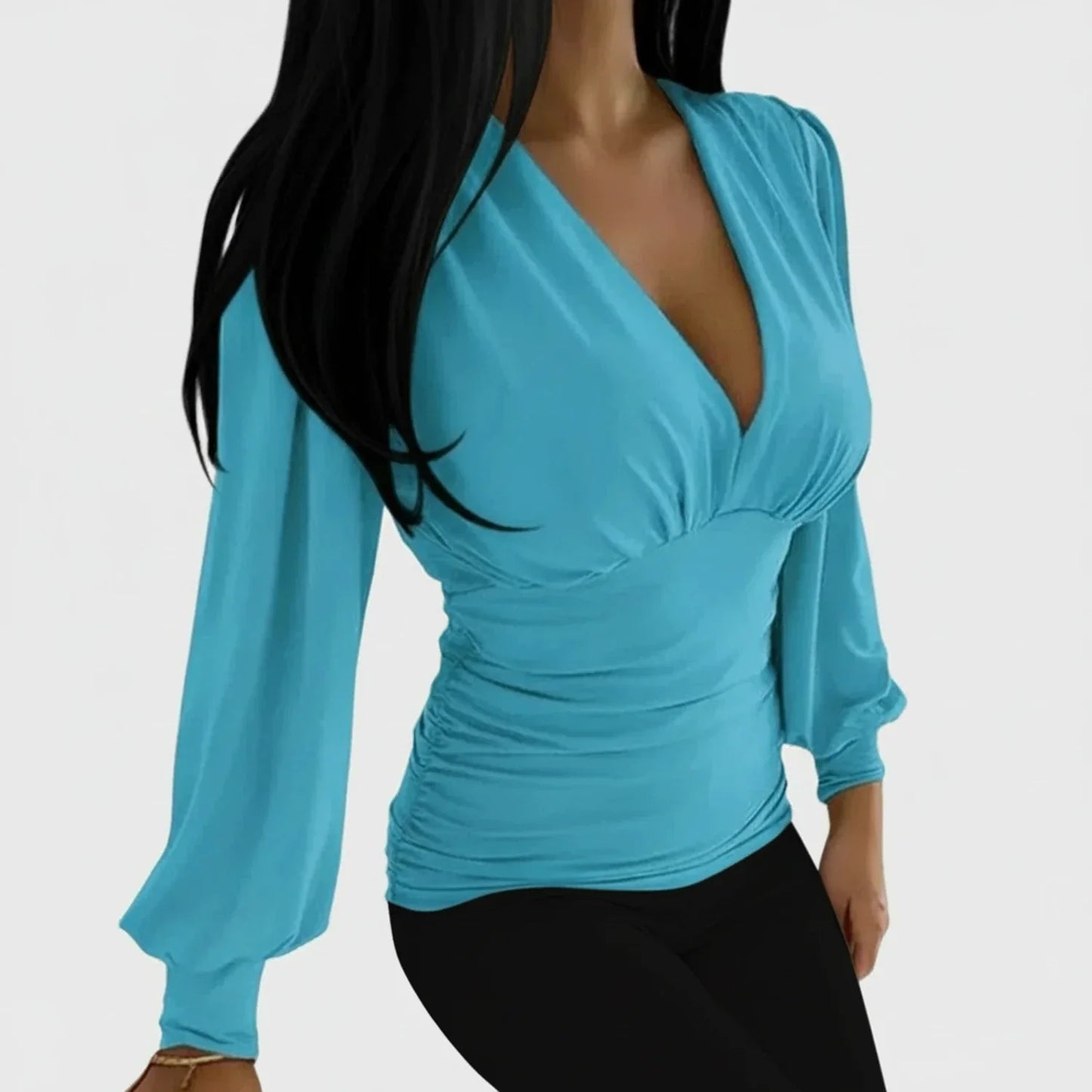 Women's Ruched Long Sleeve Blouse