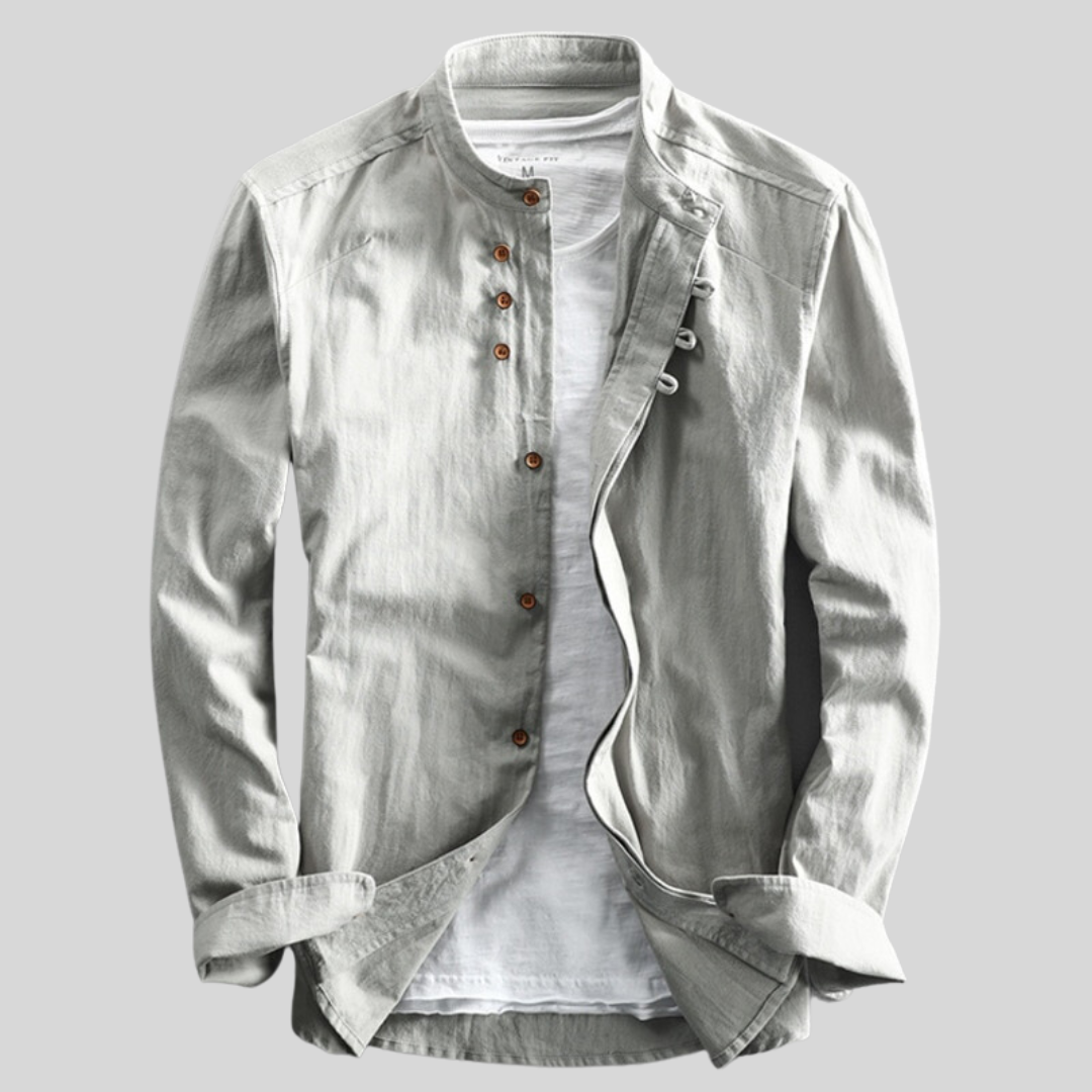 Men's Long Sleeve Button-Down Shirt Casual Cotton - VibreMode