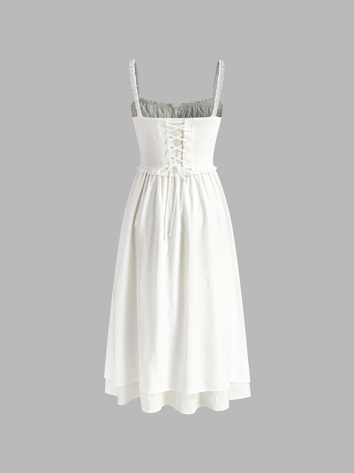 Women's Spaghetti Strap Midi Dress Ruffle Hem Button Front