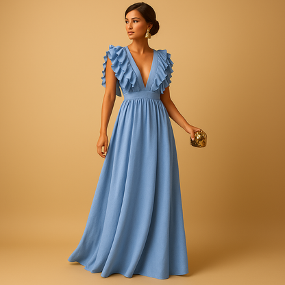 Ruffle long sleeve dress for women with a flattering silhouette, suitable for work, parties, and stylish everyday outfits.