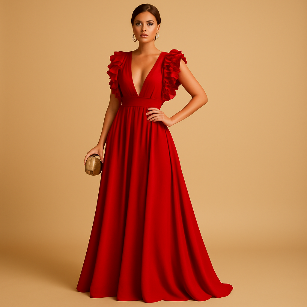 Ruffle long sleeve dress for women with a flattering silhouette, suitable for work, parties, and stylish everyday outfits.