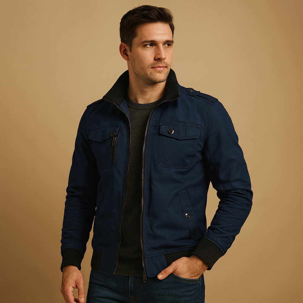 Tough Mens Leather Bomber Jacket - VibreMode