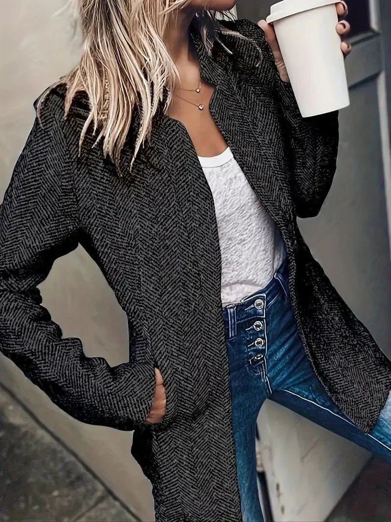 Image of Ruth | Women's Open Front Collarless Coat
