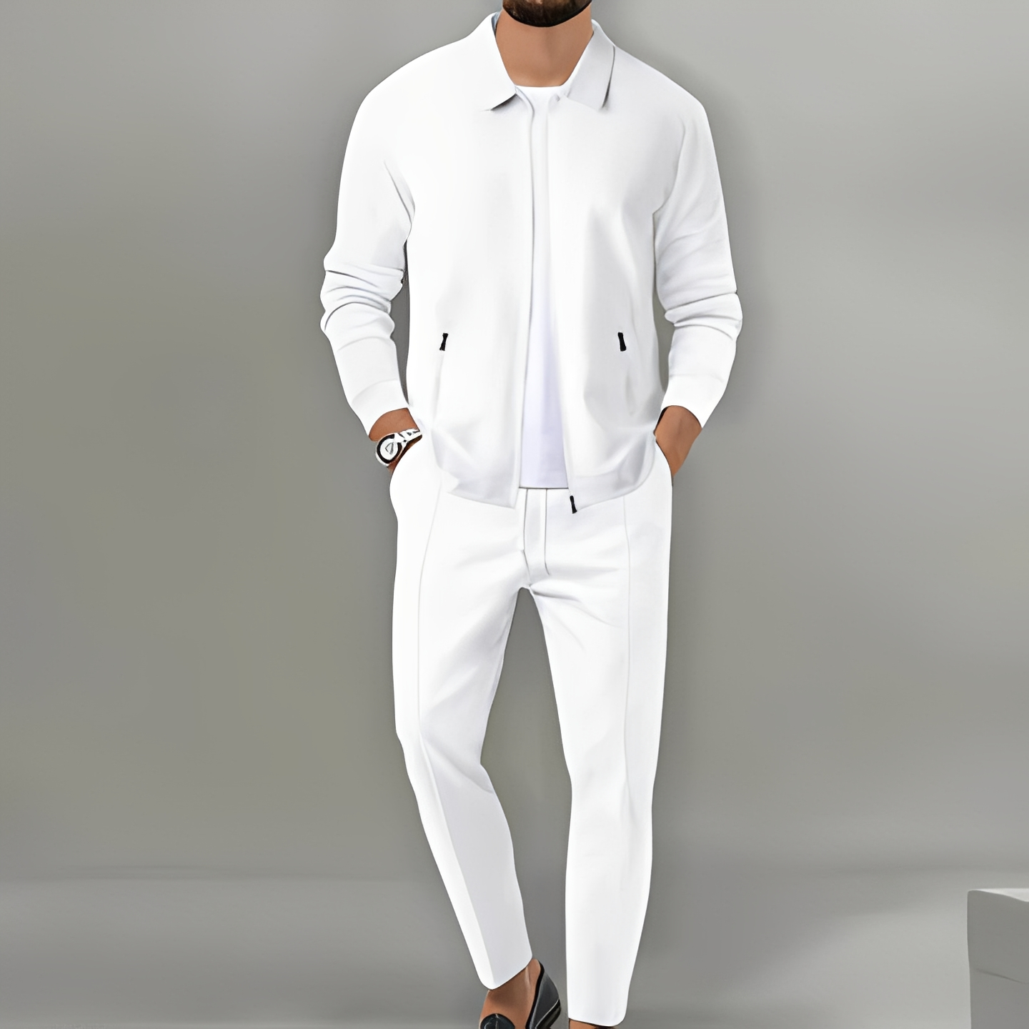 Men's Zip Up Jacket Suit Set