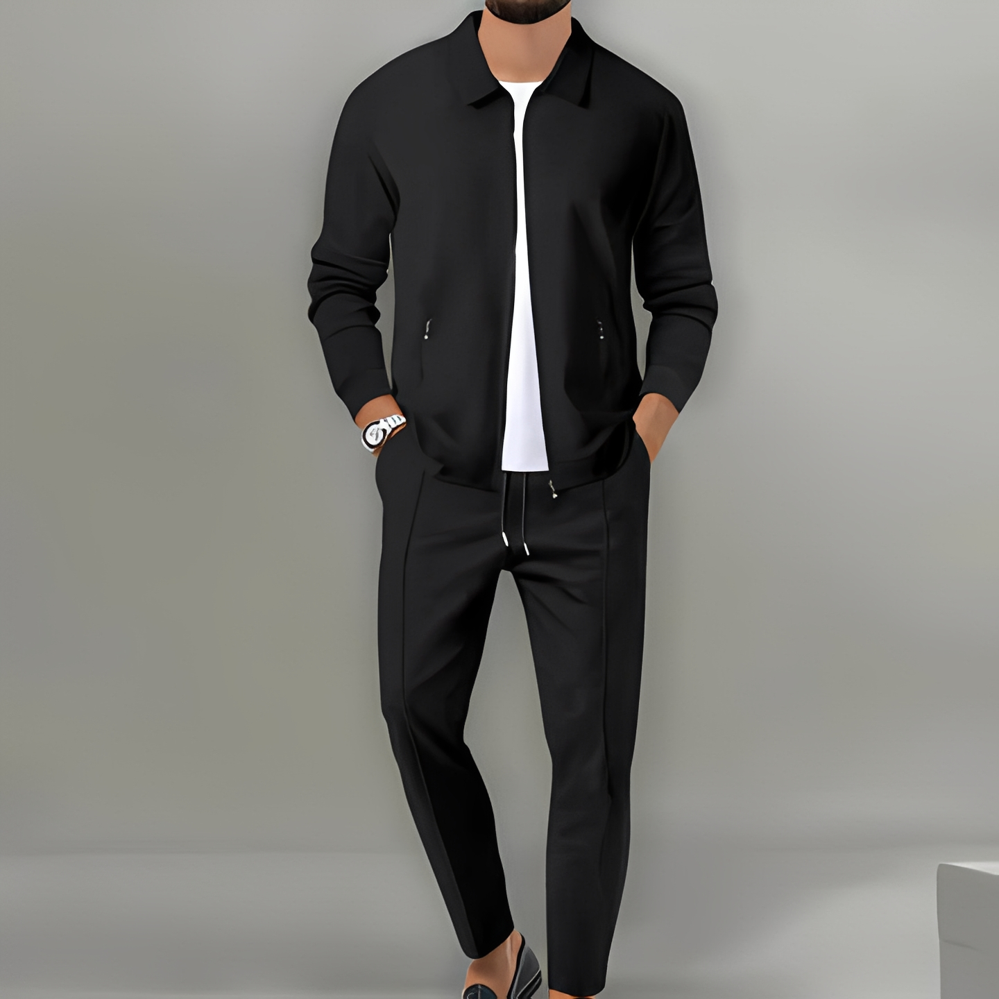 Men's Zip Up Jacket Suit Set