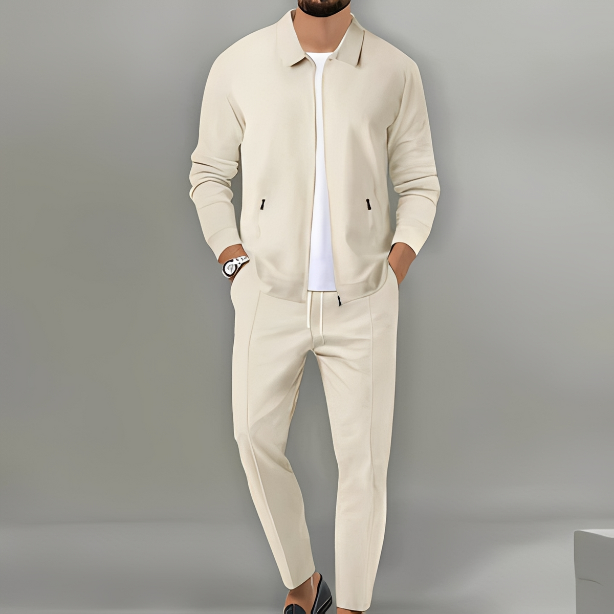 Men's Zip Up Jacket Suit Set