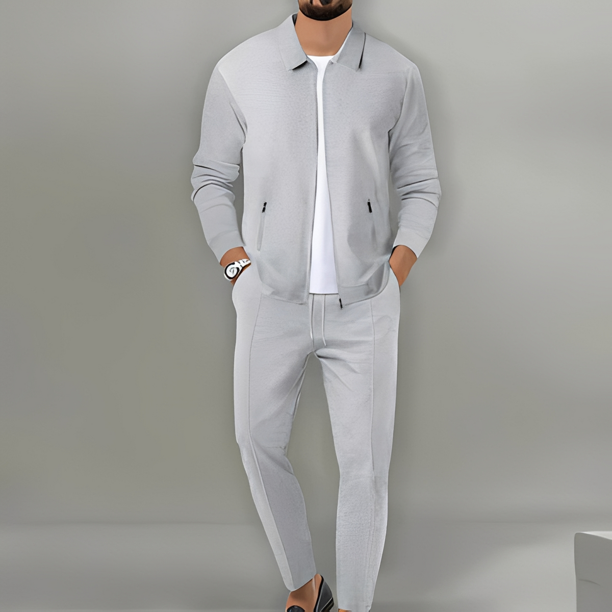 Men's Zip Up Jacket Suit Set