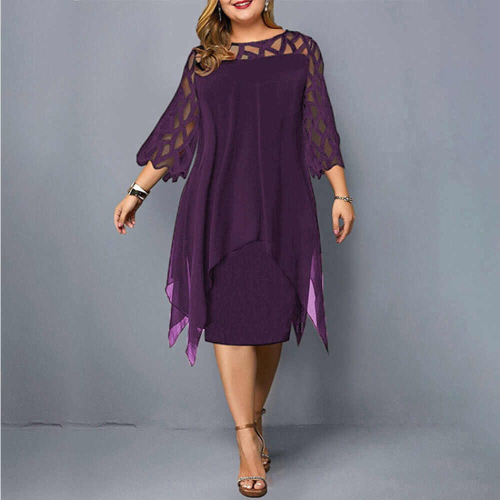 Plus Size Loose Fit Midi Dress for Women - VibreMode