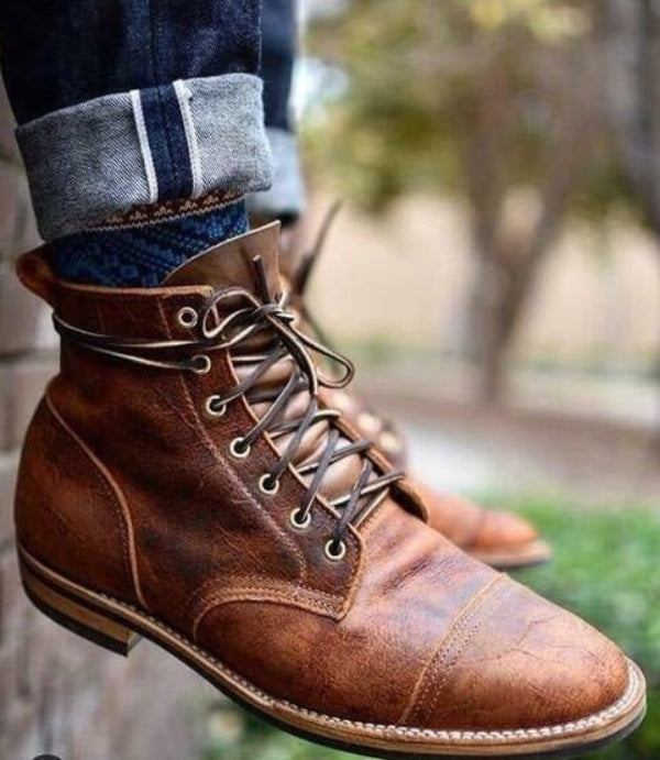 Classic Men's Ankle Boots Lace Up
