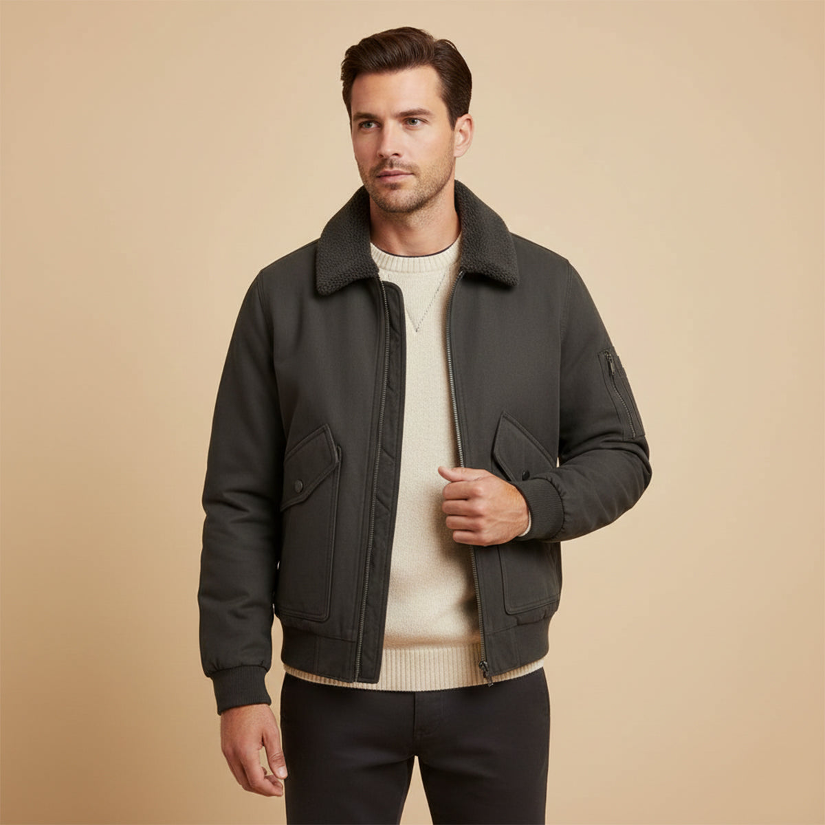 Men's Fleece Lined Bomber Jacket