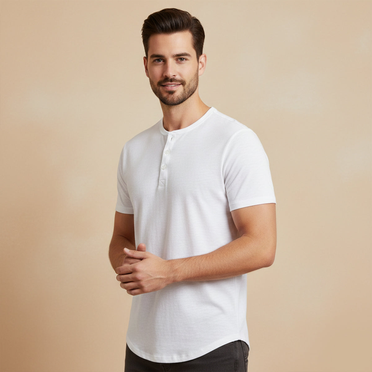 Men's Casual Henley T Shirt Summer Cotton