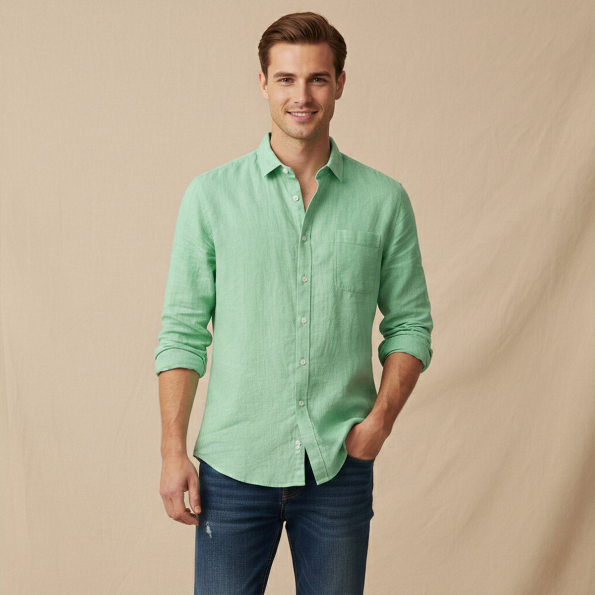 Men's Cotton Linen Summer Shirt Lightweight