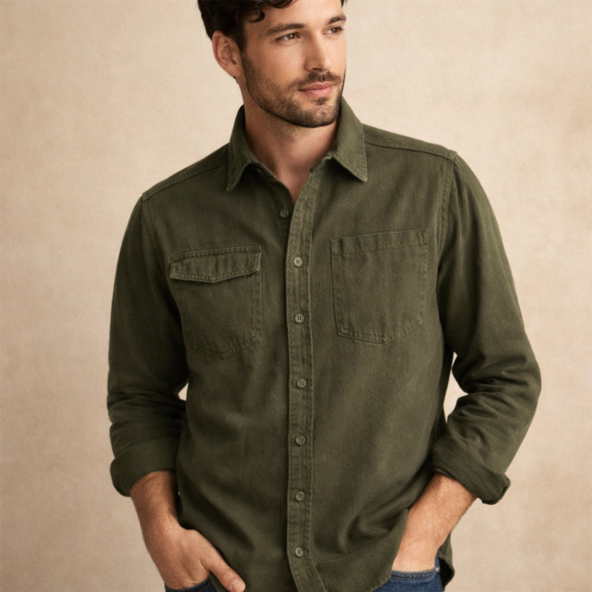Men's Cotton Canvas Shirt Jacket