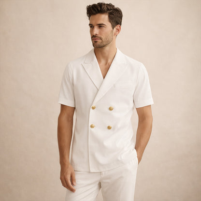 Men's Double Breasted Business Dress Shirt