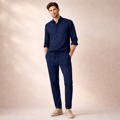 Men's Summer Shirt And Trousers Lightweight Set