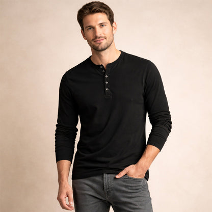 Mens Cotton Blend Henley Shirt Breathable