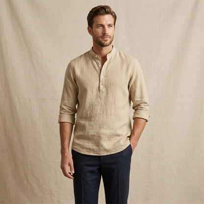 Men's Linen Casual Shirt Breathable Beige