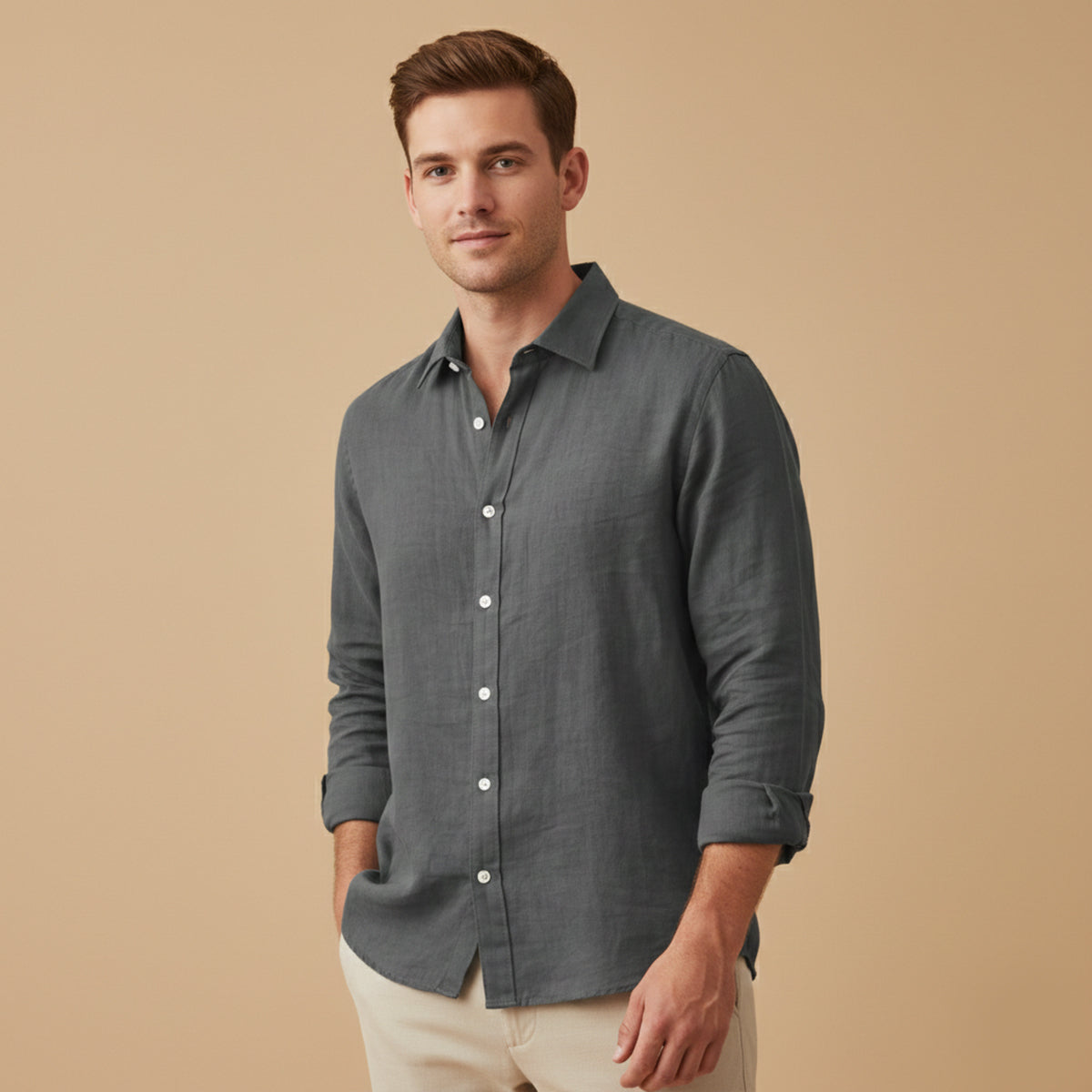 Men's Cotton Linen Shirt Breathable Relaxed Fit