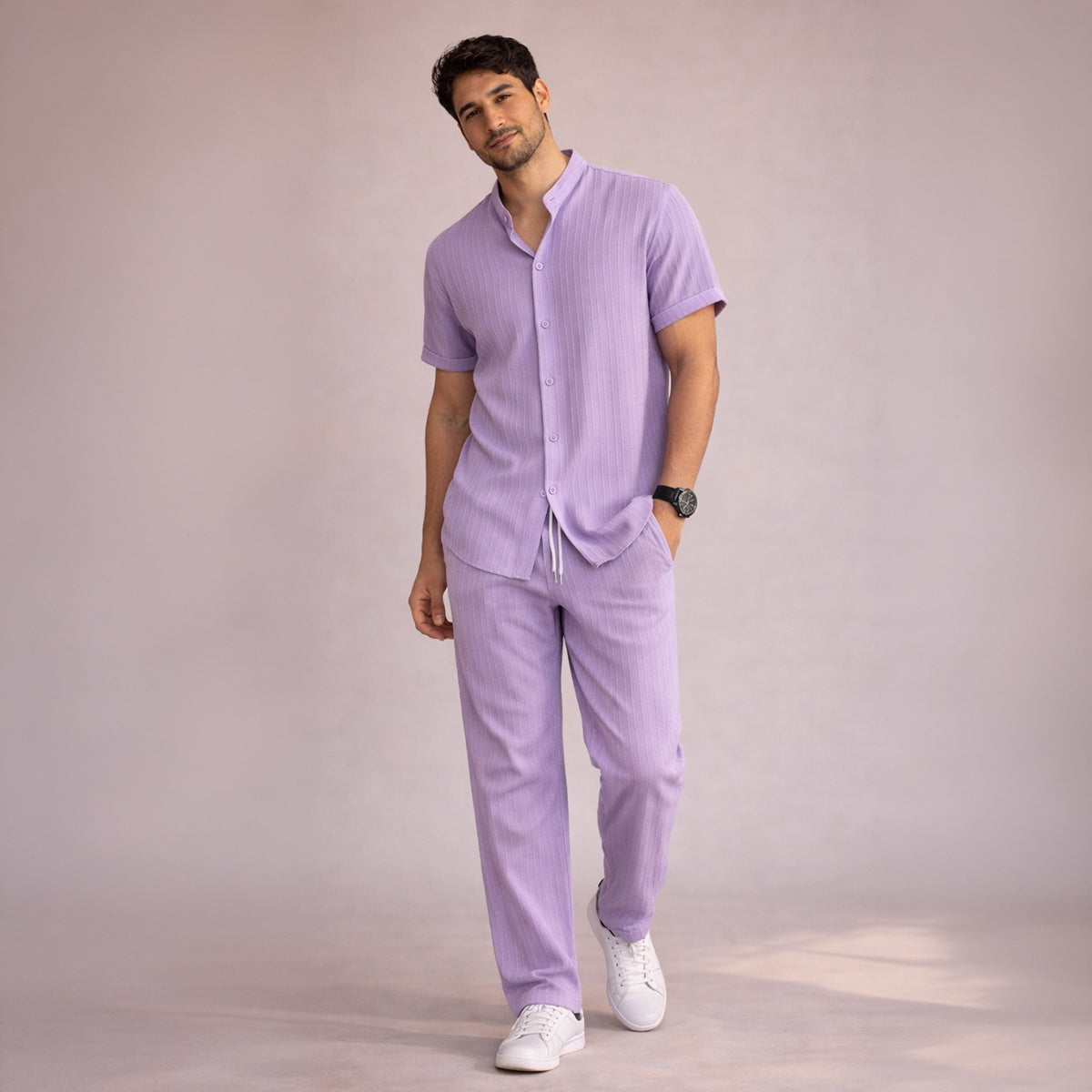 Men's Linen Summer Set Shirt Pants Lightweight