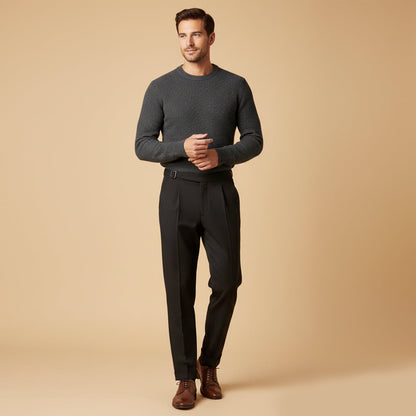 Men's High Waisted Pleated Trousers