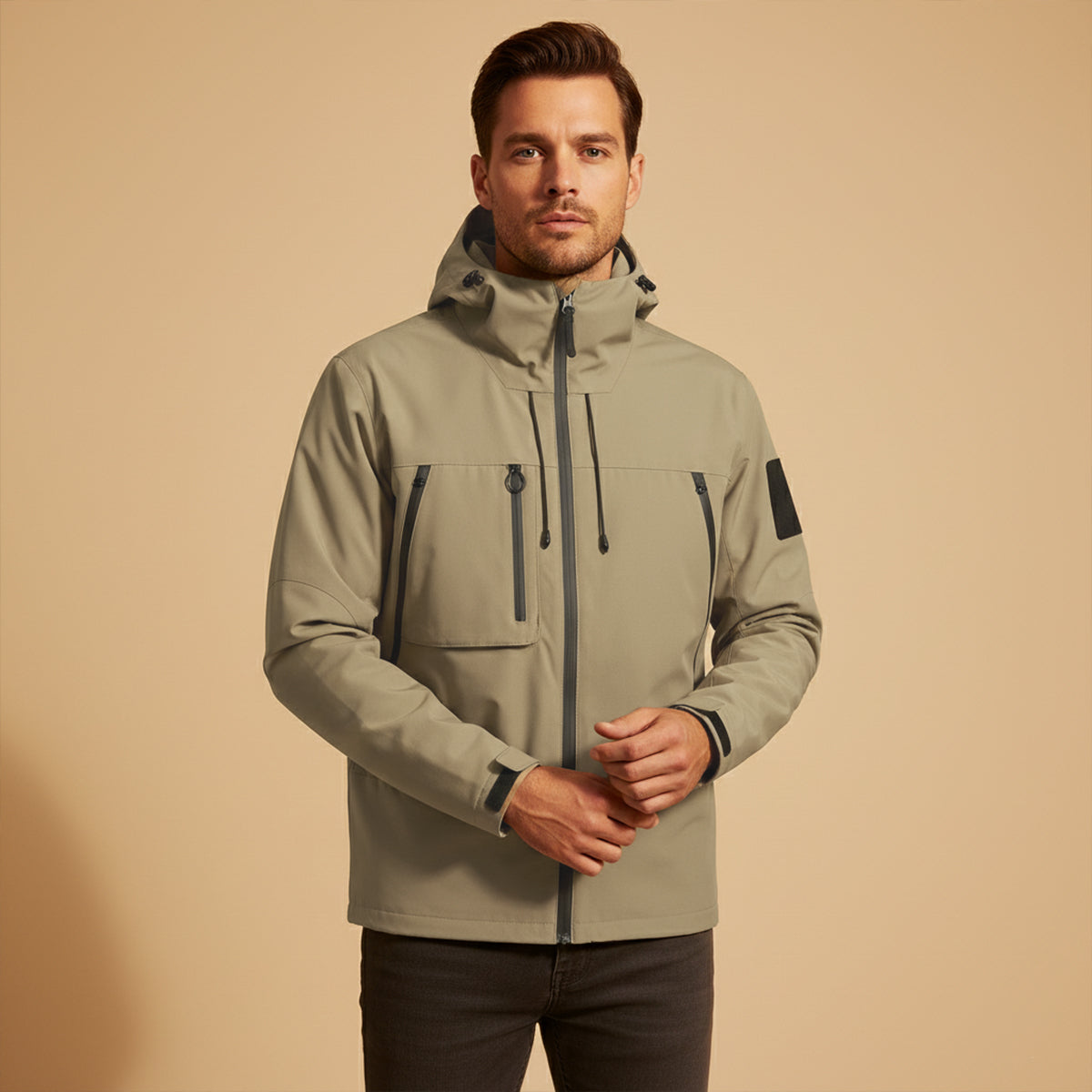 Men's Waterproof Windbreaker Hooded Jacket Lightweight
