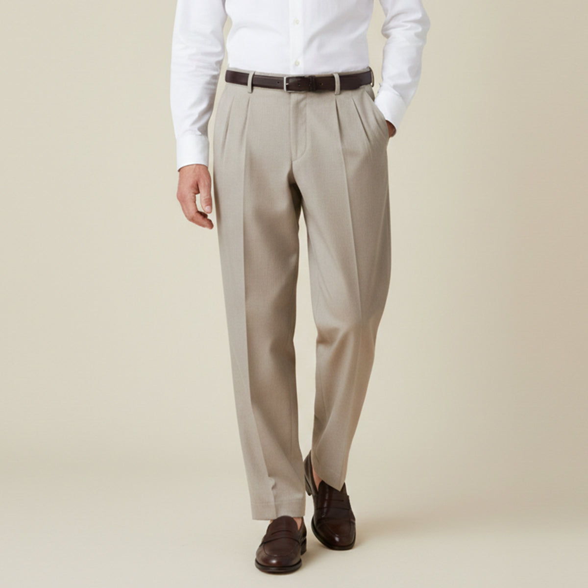 Men's Linen Summer Pants Loose Fit Breathable Beige