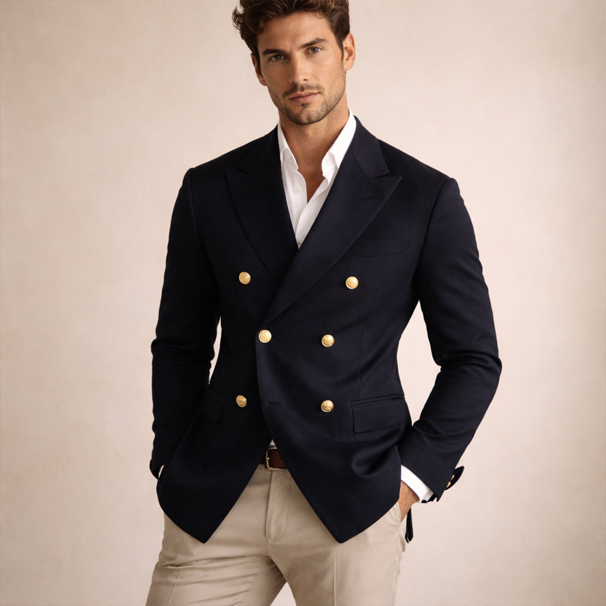 Men's Slim Fit Double Breasted Casual Shirt
