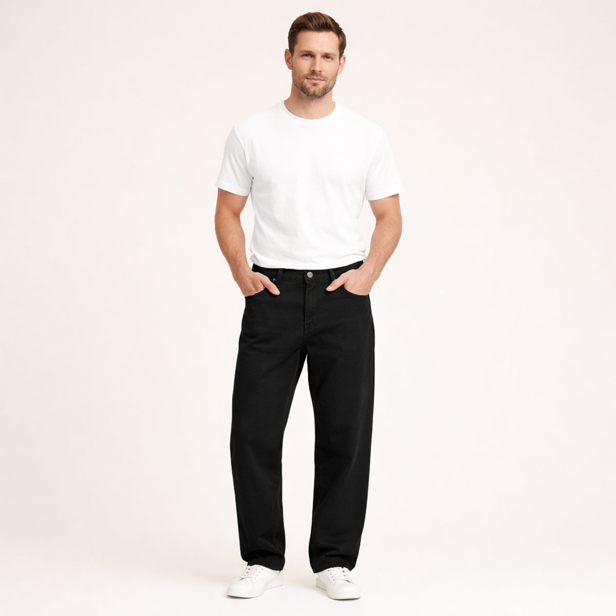 Men's Cotton Straight Leg Pants Loose Fit