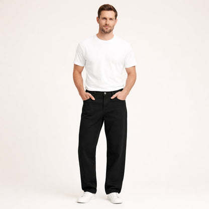 Men's Cotton Straight Leg Pants Loose Fit