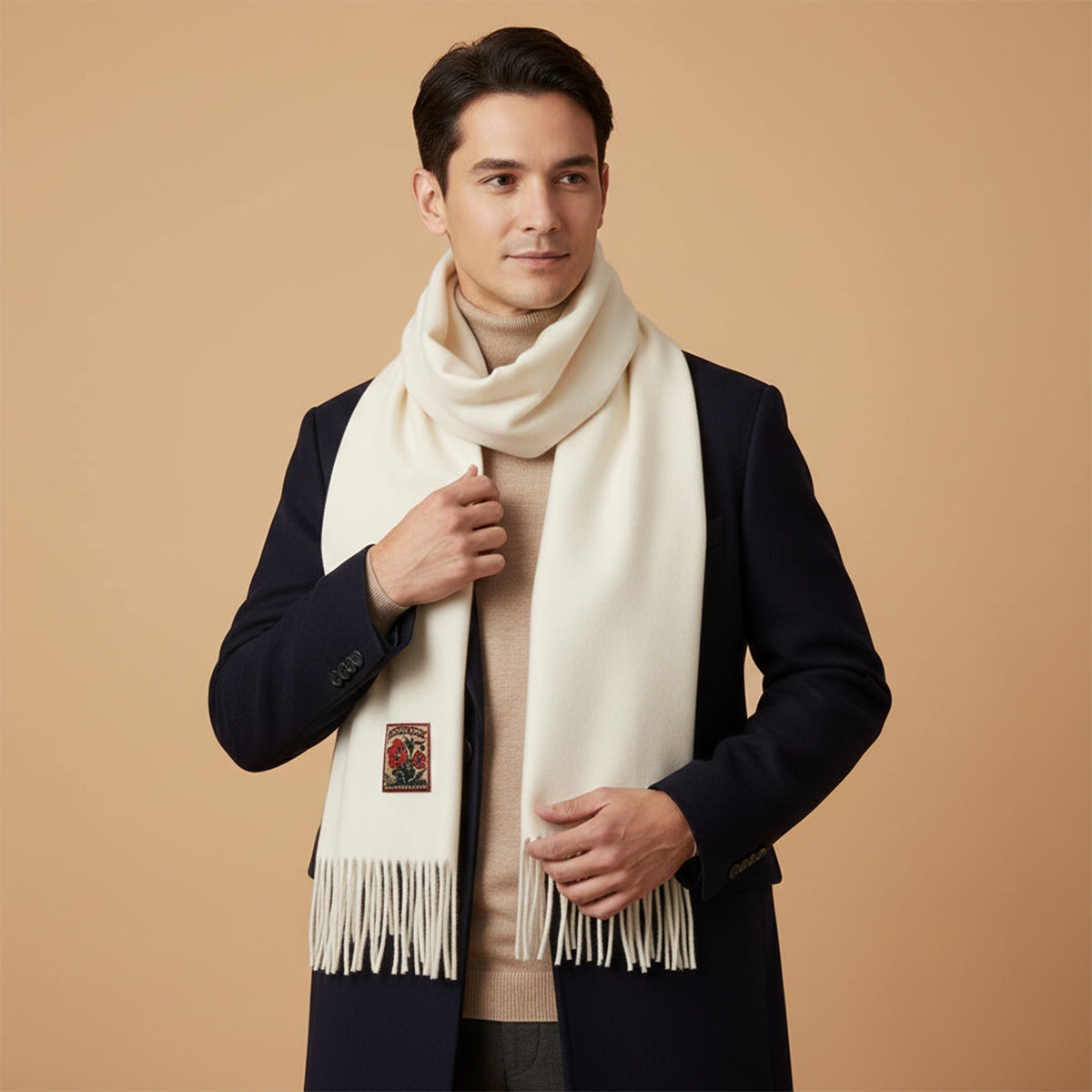 Men's Cashmere Merino Scarf White