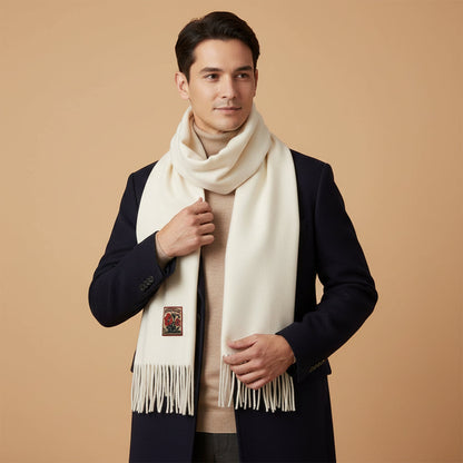 Men's Cashmere Merino Scarf White