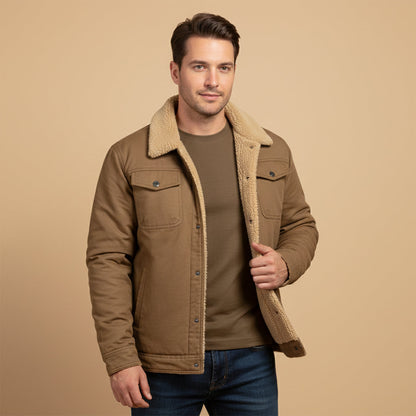 Men's Padded Bomber Jacket Sherpa Lined Shearling Collar