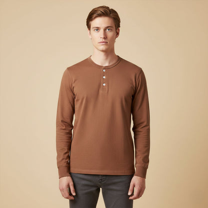 Men's Cotton Casual Henley Shirt Lightweight