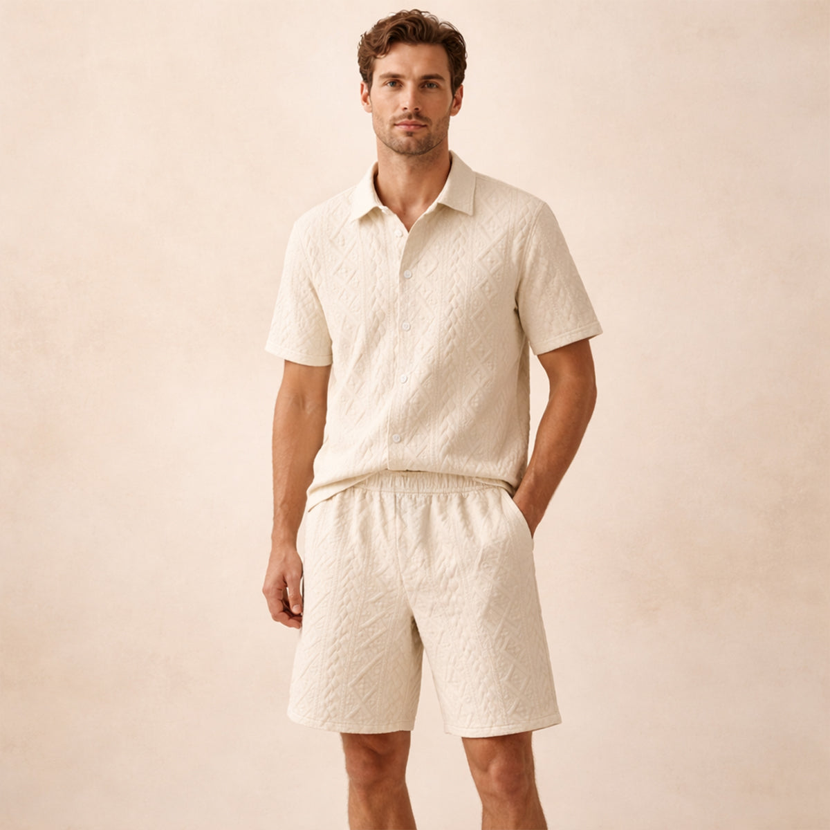 Men's Casual Summer Shirt And Shorts Set