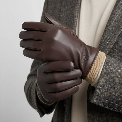 Men's Leather Wool Lined Driving Gloves