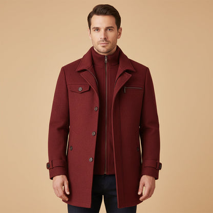 Men's Wool Blend Smart Jacket Zipper Button Closure