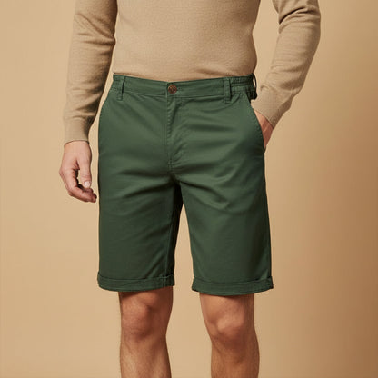 Men's Cotton Summer Shorts Flat Front Beige