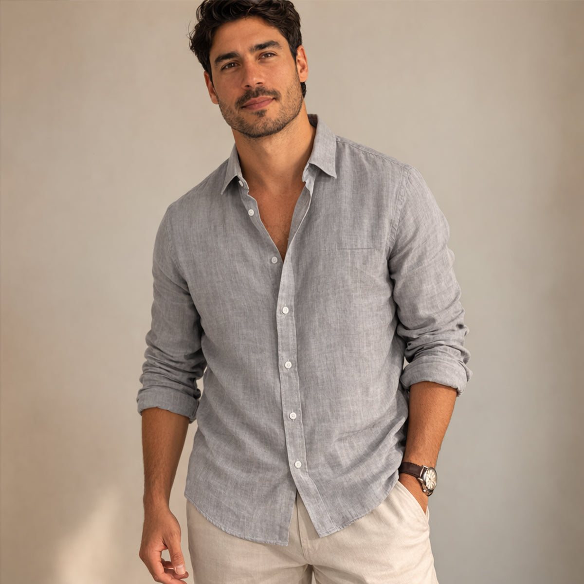 Men's Cotton Linen Beach Shirt